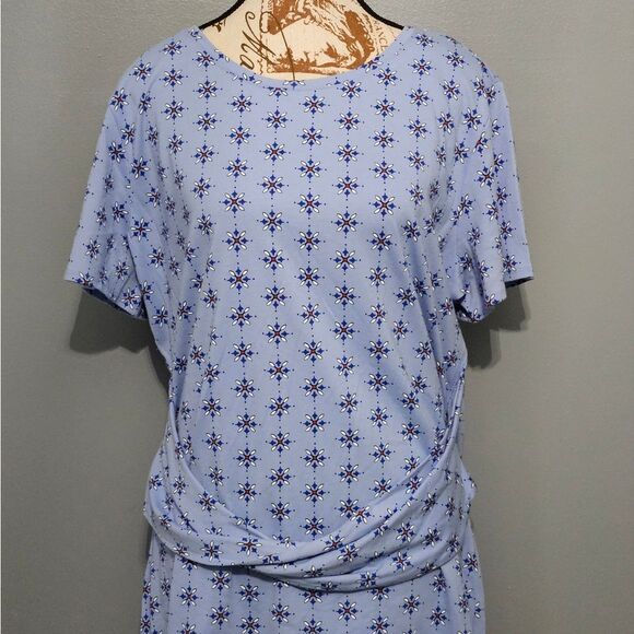 👗Liz Claiborne, midi dress. Light blue with all over print. NWT, Size XXL - Picture 2 of 8